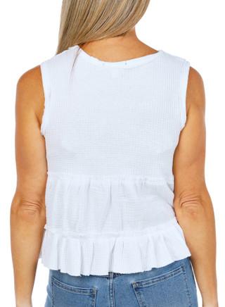 Thumbnail 2: DISCREET Women's Sleeveless Waffle Peplum Top  