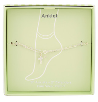 Thumbnail 1: Alexis Bendel Silver Plated Cross Pendant Anklet  