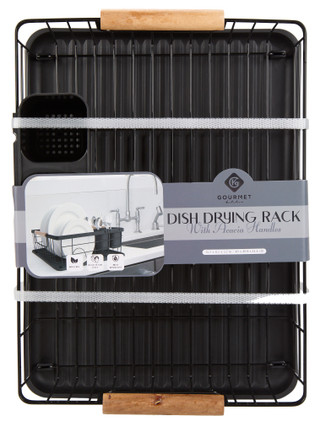 Thumbnail 1: GOURMET HOME PRODUCTS Dish Drying Rack With Acacia Handles 