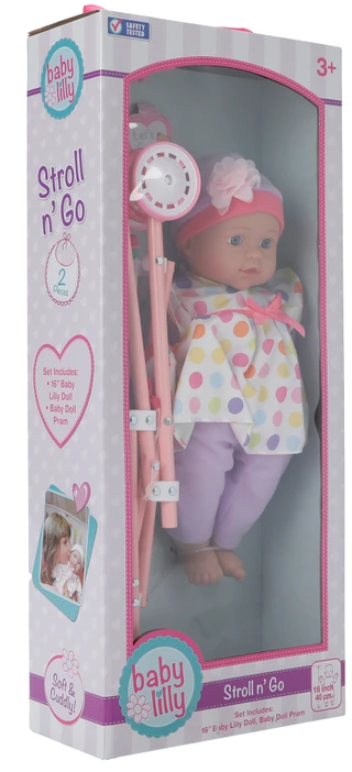Thumbnail 1: Brooklyn Lollipop 16 in Baby Lilly Doll with Stroller 