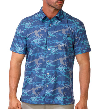Thumbnail 1: Salt Life Men's Short Sleeve Button Down Performance Shirt 