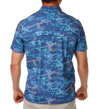 Thumbnail 3: Salt Life Men's Short Sleeve Button Down Performance Shirt 