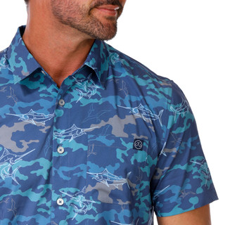 Thumbnail 5: Salt Life Men's Short Sleeve Button Down Performance Shirt 