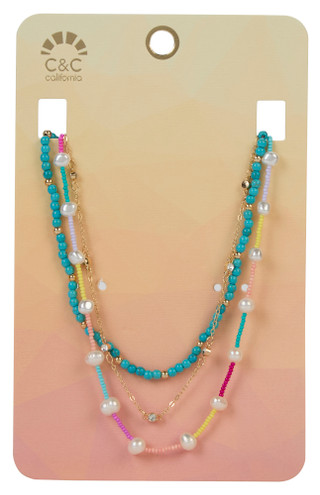 Thumbnail 1: C&C Triple Row Beaded Necklace 