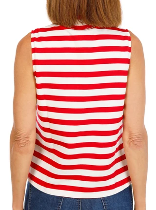 Thumbnail 2: Cable & Gauge Women's Sleeveless Stripe Tank Polo 