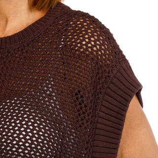 Thumbnail 2: BUNULU Women's Short Sleeve Crochet Sweater Top 