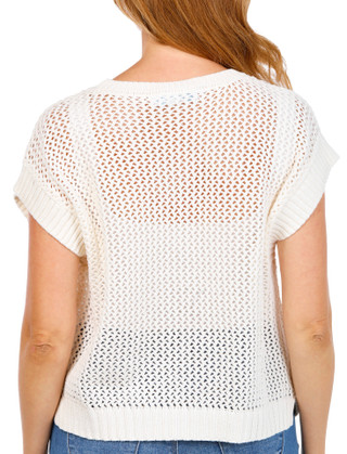 Thumbnail 3: BUNULU Women's Short Sleeve Crochet Sweater Top 