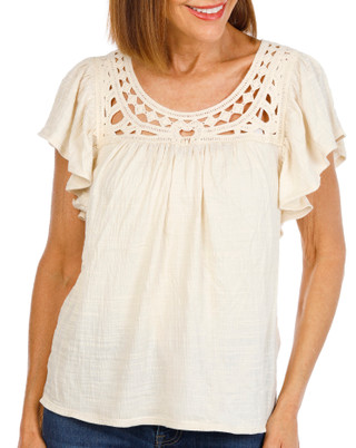 Thumbnail 1: MAX STUDIO Women's Short Sleeve Crinkle Top 