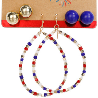 Thumbnail 2: Celebrate 3 Pk Americana Stud & Hoop Earrings 