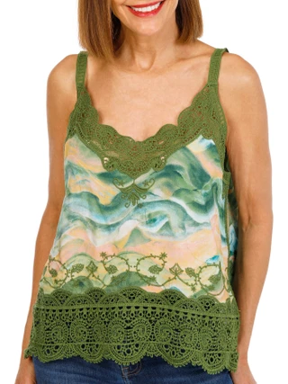 Thumbnail 1: Democracy Women's Sleeveless Embroidered Print Tank Top 