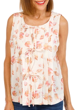 Thumbnail 1: BUNULU Women's Sleeveless Shell Print Tank Top 