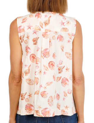 Thumbnail 4: BUNULU Women's Sleeveless Shell Print Tank Top 
