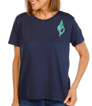 Thumbnail 1: Philosophy Women's Short Sleeve Seashell Crew Neck Top 