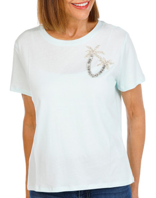 Thumbnail 1: Philosophy Women's Short Sleeve Palm Tree Crew Neck Top 