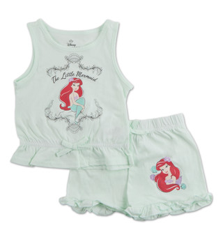 Thumbnail 1: Disney Princess Little Girls 2 Pc Little Mermaid Ruffled Sleep Set 