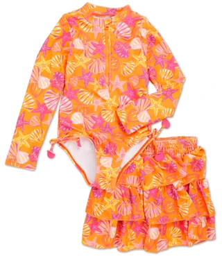 Thumbnail 1: Young Hearts Little Girls 2 Pc Swimsuit & Shorts Set 