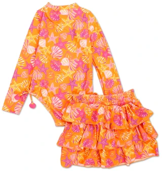 Thumbnail 2: Young Hearts Little Girls 2 Pc Swimsuit & Shorts Set 