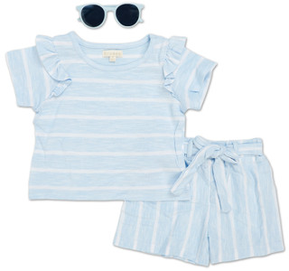 Thumbnail 1: Btween Little Girls 3 Pc Short Sleeve Shorts & Sunglasses Set 