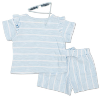 Thumbnail 2: Btween Little Girls 3 Pc Short Sleeve Shorts & Sunglasses Set 
