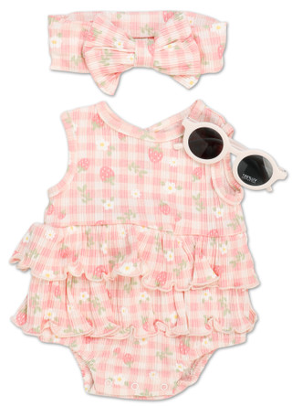 Thumbnail 1: FLORAL THREADS Baby Girls 3 Pc Romper Set 