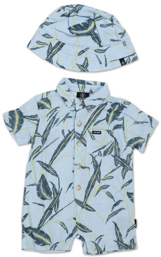 Thumbnail 1: VOLCOM Baby Boys Woven Tropical Romper & Hat Set  