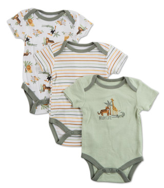 Thumbnail 1: Chick Pea Baby Boys 3 Pk Jungle Theme Bodysuits 