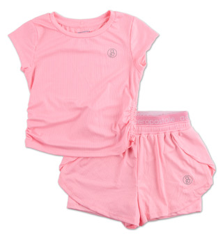 Thumbnail 1: Aeropostale Girls 2 Pc Cinched Sides Logo Shorts Set 