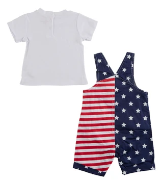 Thumbnail 3: Baby Starters Baby Boys 2 Pc Americana Shortall Set 
