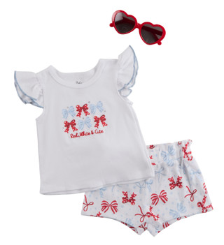Thumbnail 1: Baby Essentials Baby Girls  3 Pc Americana Shorts Set 