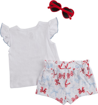 Thumbnail 2: Baby Essentials Baby Girls  3 Pc Americana Shorts Set 