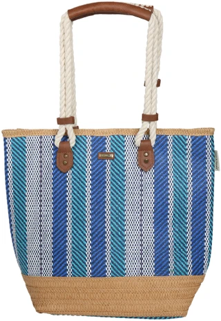Thumbnail 1: Sun N' Sand Blue Paper Straw Shoulder Tote Bag 