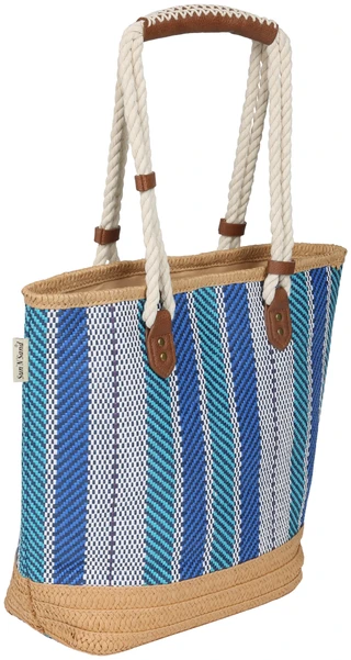Thumbnail 3: Sun N' Sand Blue Paper Straw Shoulder Tote Bag 