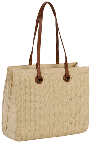 Thumbnail 2: Sun N' Sand Natural Paper Straw Shoulder Tote Bag 