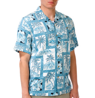 Thumbnail 1: CAMPIA Men's Short Sleeve Hawaiian Button Down Shirt 