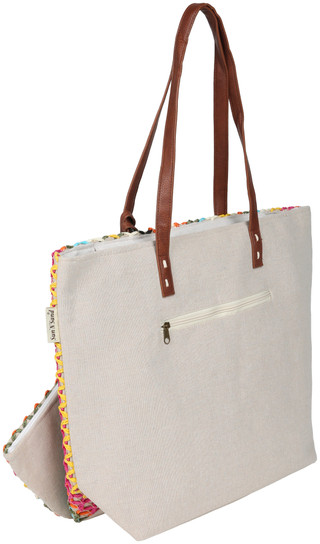 Thumbnail 3: Sun N' Sand Crochet Beach Tote Bag w/ Zip Pouch 