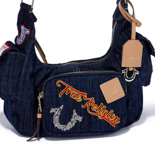 Thumbnail 4: True Religion Logo Patch Denim Hobo Bag 