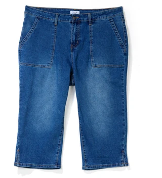 Thumbnail 1: Bleu Plus Split Hem Denim Capris 