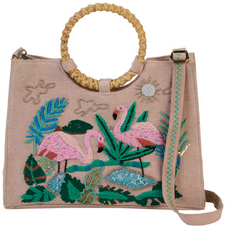 Thumbnail 1: America & Beyond Tropical Pink Flamingo Tote Bag 