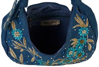 Thumbnail 2: America & Beyond Denim Floral Embellished Hobo Bag 