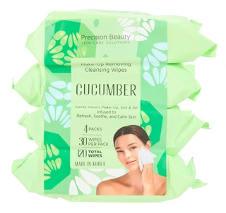 Thumbnail 1: Precision Beauty 4 Pk Cucumber Make Up Cleansing Wipes 