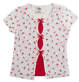 Thumbnail 1: Lily Bleu Girls Peekaboo & Bows Ribbed Top 