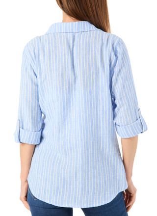 Thumbnail 3: Cisono Women's Stripe Button Down Top  