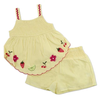 Thumbnail 1: KIWI Little Girls 2 Pc Smocked Embroidered Lined Shorts Set 