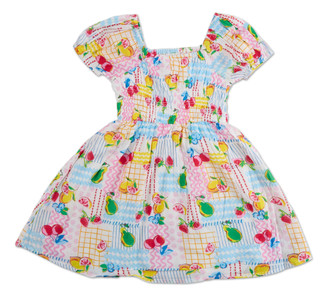Thumbnail 2: KIWI Little Girls Smocked Puffy Sleeve Lined Swing Dress 