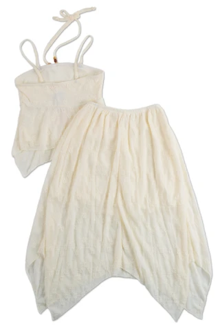Thumbnail 2: Love Squared Girls Girls 2 Pc 3 Way Wear Flowy Lace Lined Skirt Set 