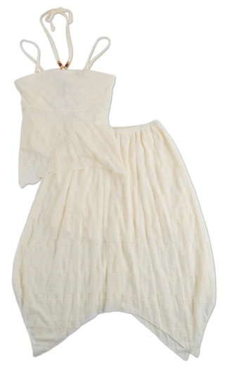 Thumbnail 1: Love Squared Girls Girls 2 Pc 3 Way Wear Flowy Lace Lined Skirt Set 