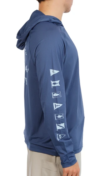 Thumbnail 2: Salt Life Men's Long Sleeve Hooded Performance Shirt 