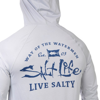 Thumbnail 3: Salt Life Men's Long Sleeve Hooded Performance Shirt 