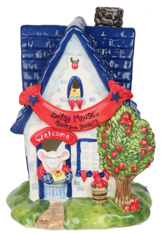 Thumbnail 1: BLUE SKY 9 In Betsy Mouse Bakery Ceramic Candle House 