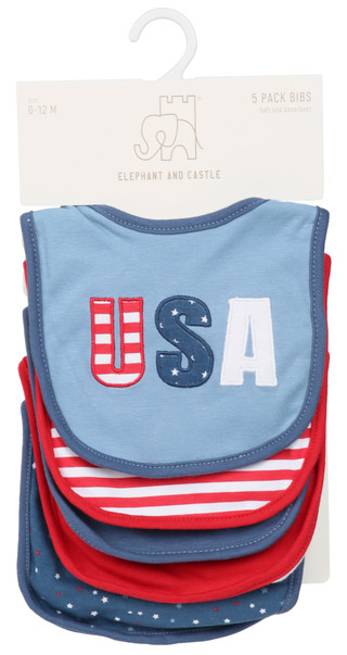 Thumbnail 1: ELEPHANT AND CASTLE 5 Pk Americana Baby Bibs 